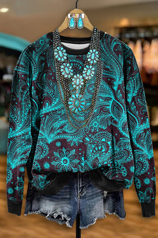 Vintage Western Perris Floral Print Sweatshirt