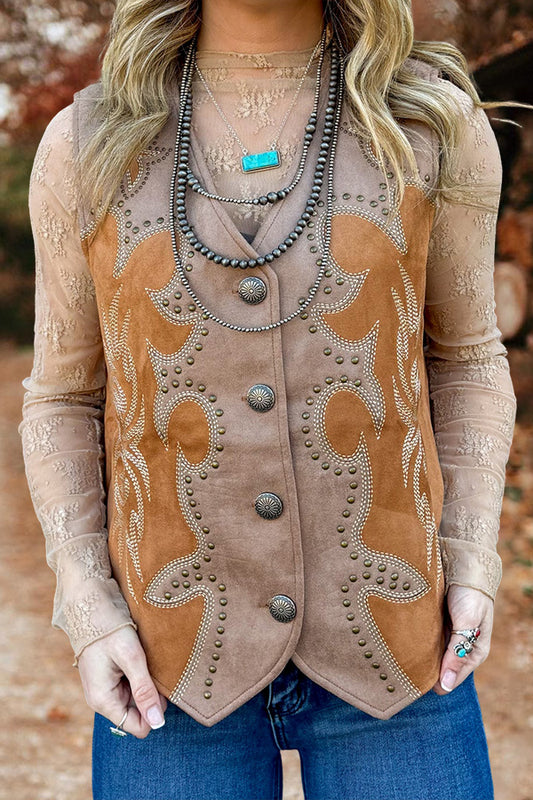 Beautiful Boot Stitch Suede Vest