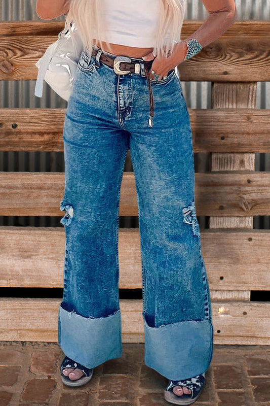 Casual Straight Cuffed Jeans