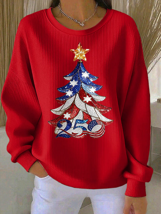 Retro Patriotic Christmas 1776–2026 250th Anniversary Print Sweatshirt