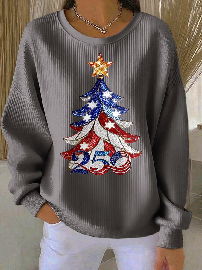 Retro Patriotic Christmas 1776–2026 250th Anniversary Print Sweatshirt