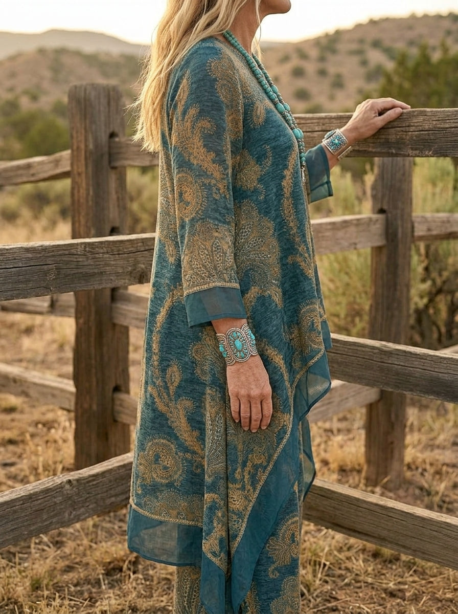 Vintage Floral Print Casual Suit
