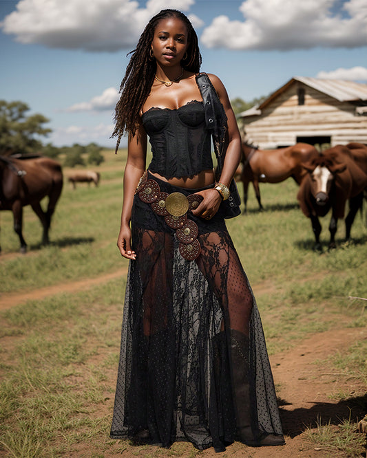 Lace Long See-Through Skirt