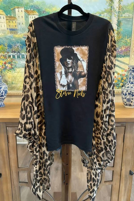 Stevie Nicks Leopard Sleeve Tee