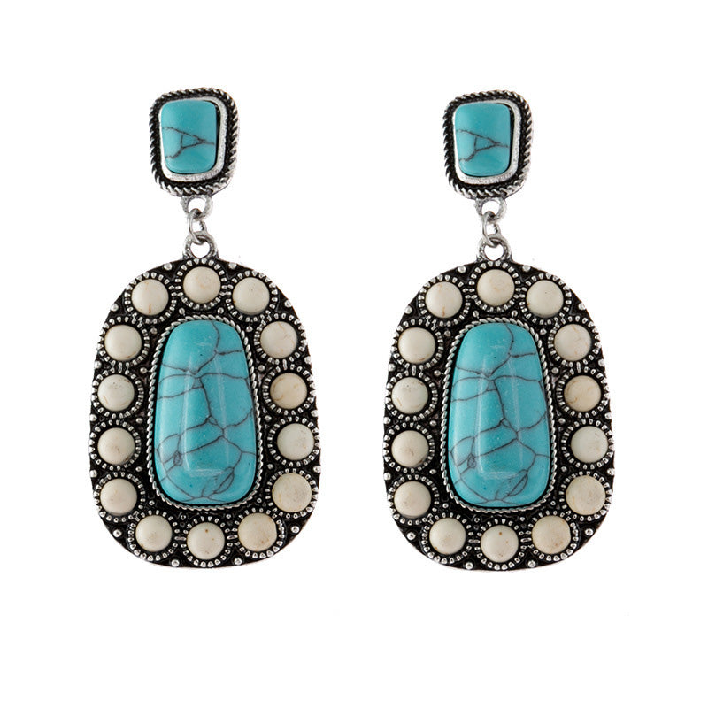 Antique Silver Turquoise Earrings