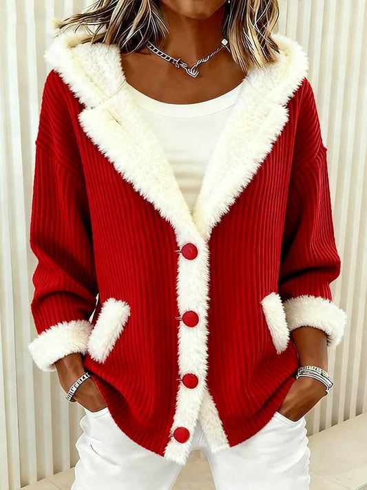 Women'S Casual Loose Contrast Color Patchwork Jacket