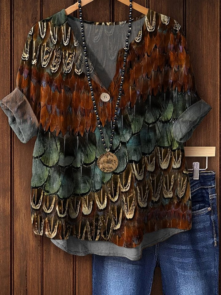 Women's Vintage Print Casual Shirt