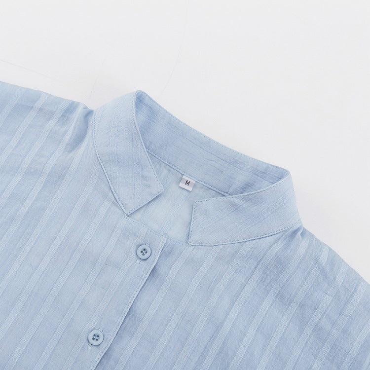 Cardigan Shorts Striped Suit Two-Piece Set