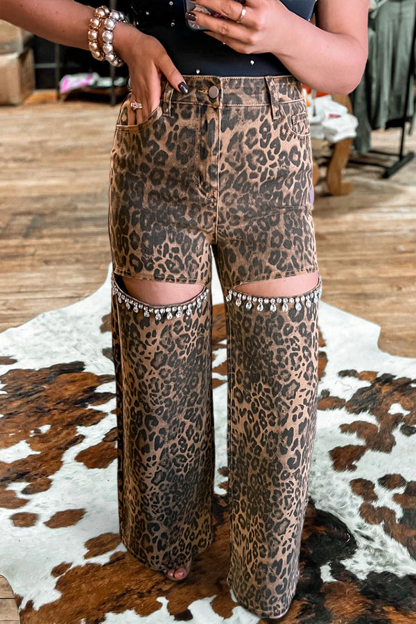 Vintage Rhinestone Leopard Pants