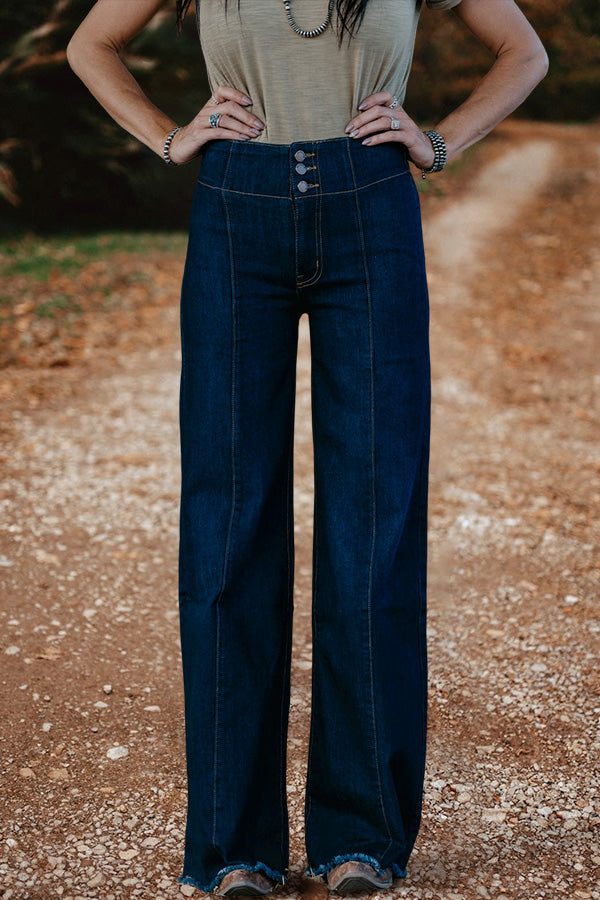 Retro High Waist Wide Leg Flare Jeans