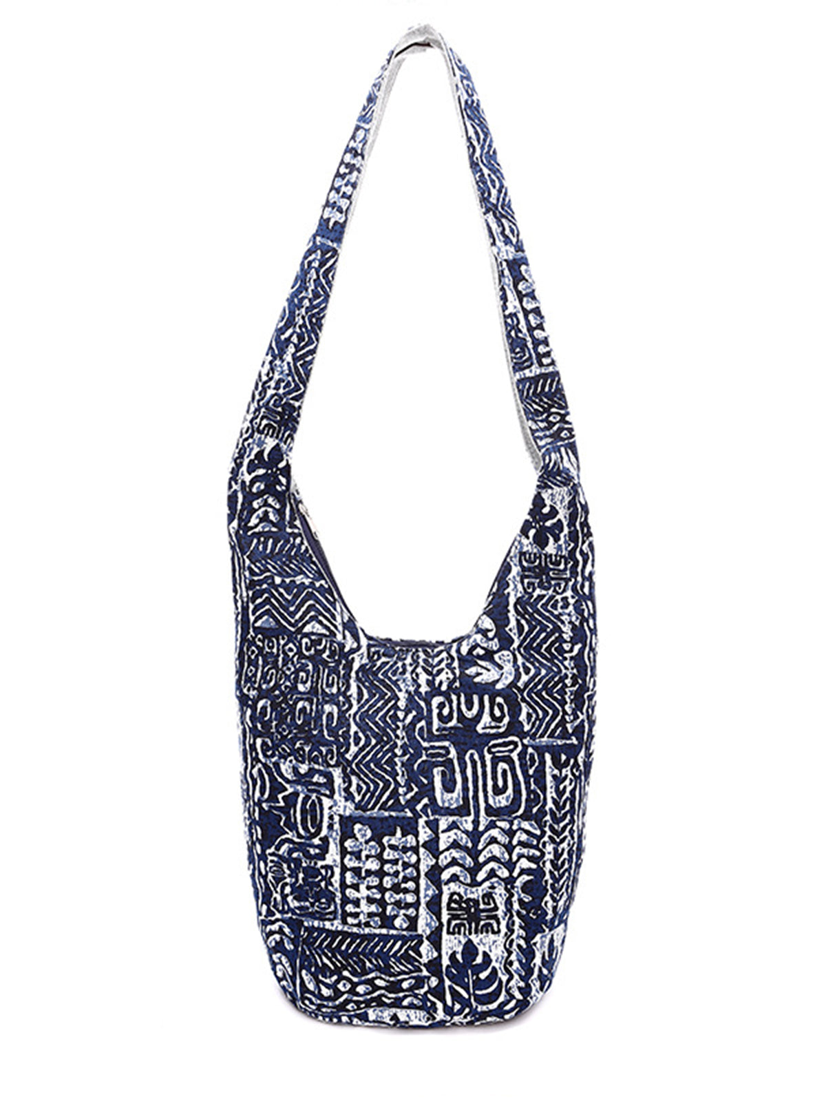 Ethnic Striped Print Zipper Large Capacity Bucket Bag