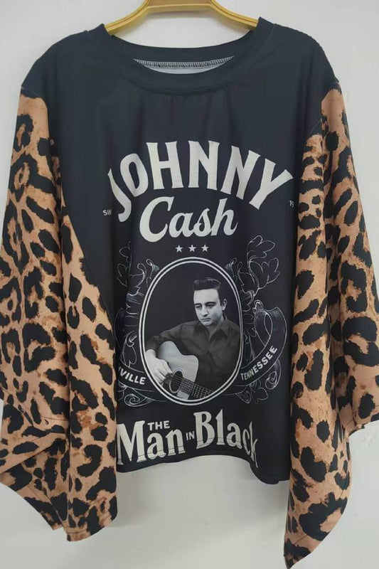 Johnny Cash Leopard-Sleeve Tribute Shirt