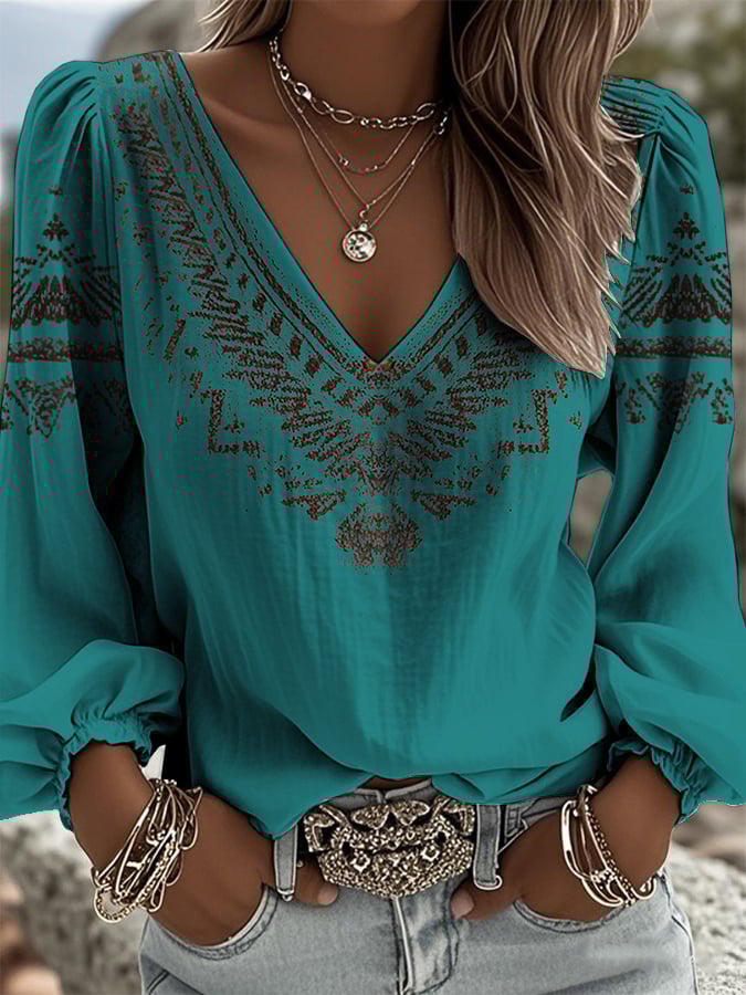 Women's Vintage Art Print Shirt