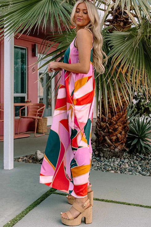 Boho Print Slip Sleeveless Maxi Dress