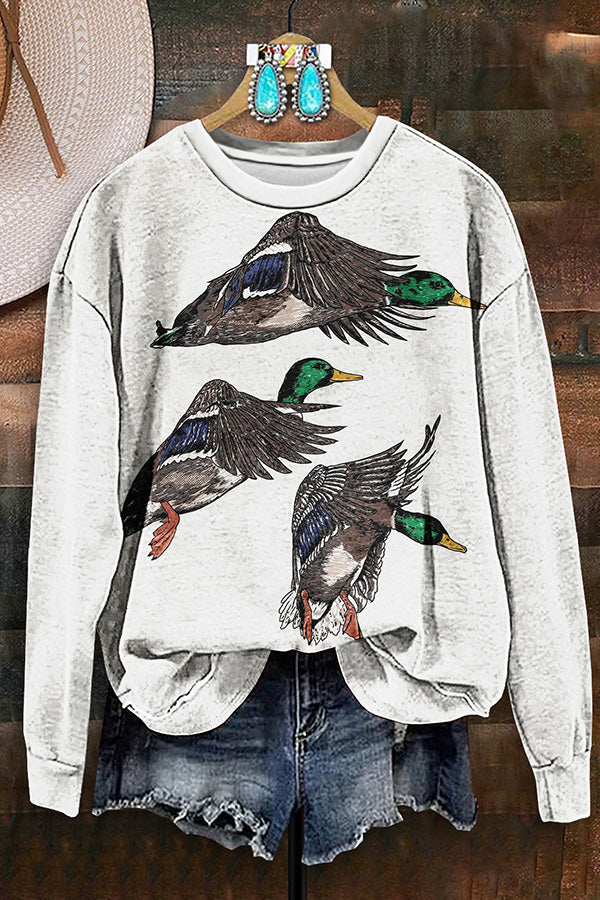 Vintage Western Duck Print Sweatshirt