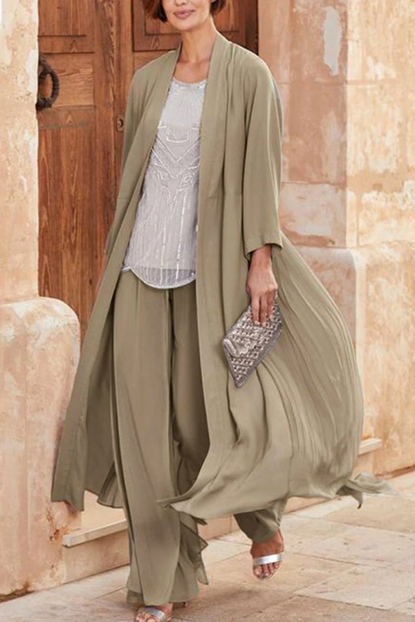 Chiffon Wide Loose Shirt Two-Piece Women's Suit