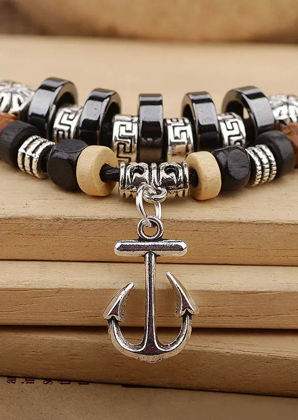 Anchor Beading Alloy Retro Necklace - Black