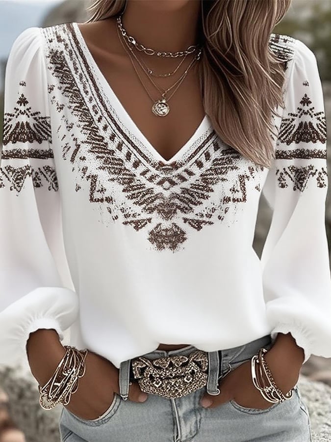 Women's Vintage Art Print Shirt