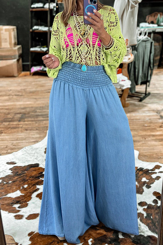 Smocked Wide Leg Jeans