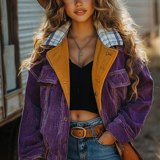 Vintage Western Cowgirl Corduroy Lapel Jacket