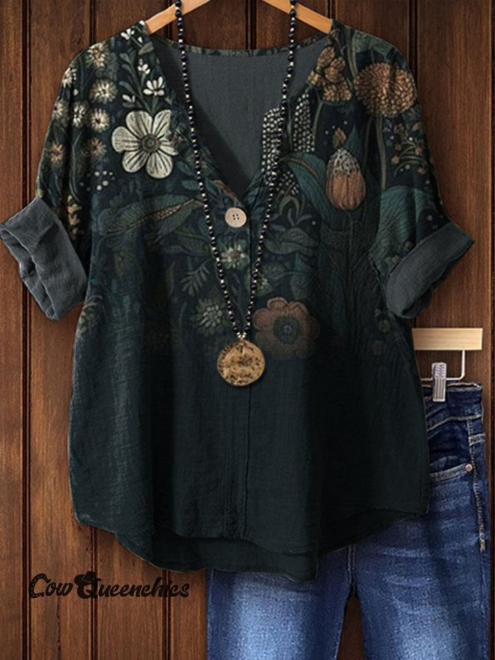 Women's Vintage Print Casual Shirt