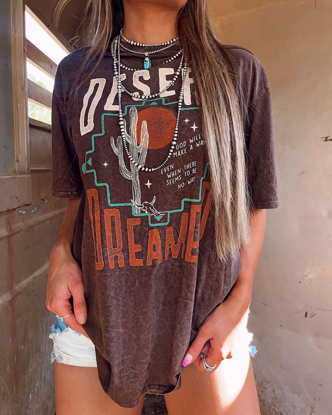 Western Vintage Print Short Sleeve Tee