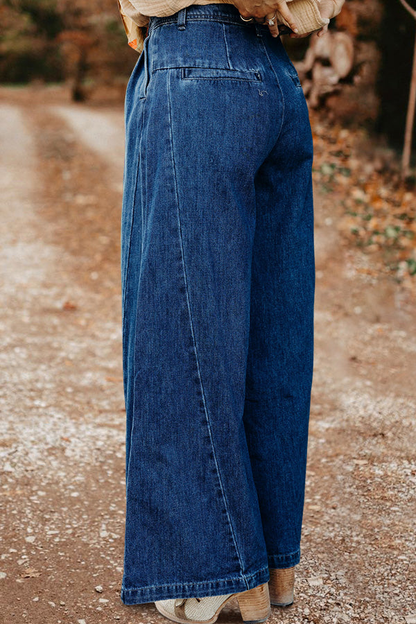 Vintage Washed Wide Leg High Rise Jeans