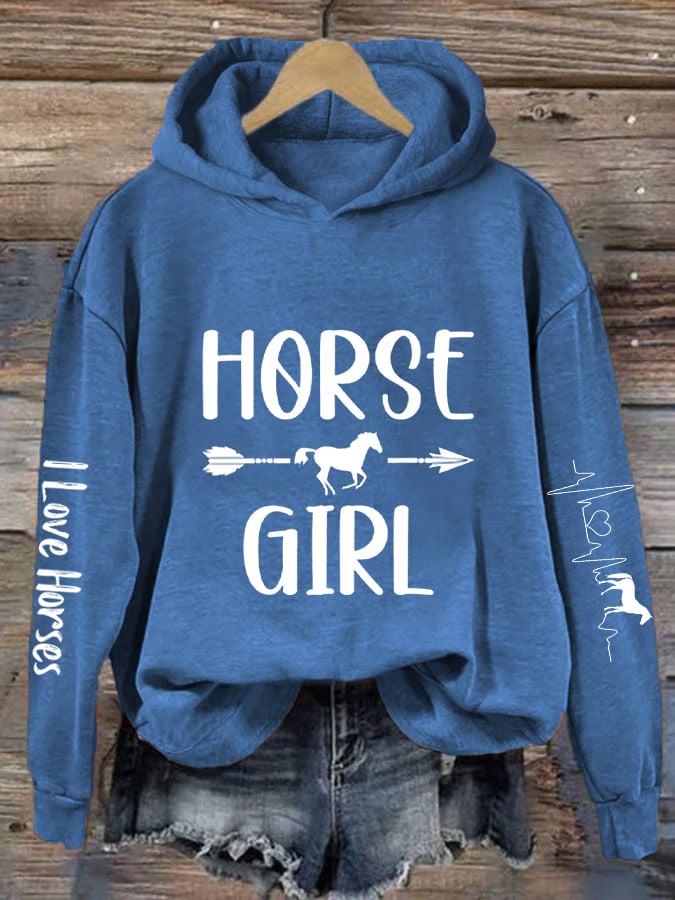 Women's Heartbeat Horse Lover Casual Hoodie