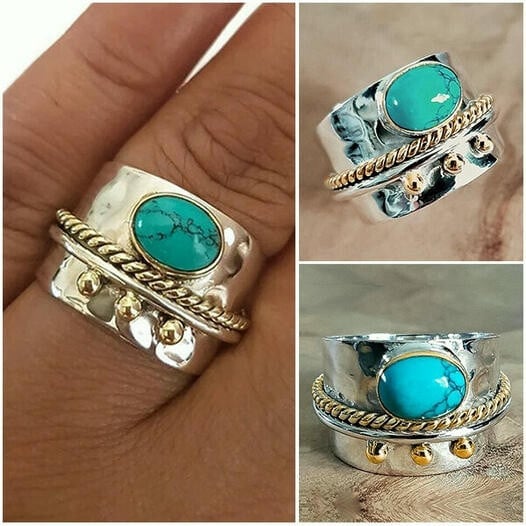 🔥Last Day Promotion 70% OFF-Turquoise Wide Band Ring