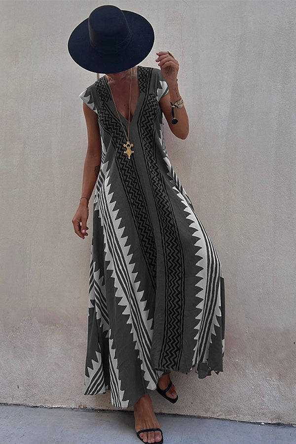 Beach Dates Ethnic Print A-line Maxi Dress