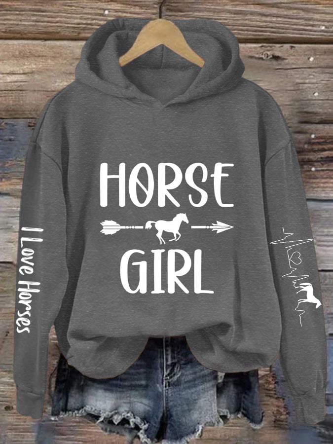 Women's Heartbeat Horse Lover Casual Hoodie