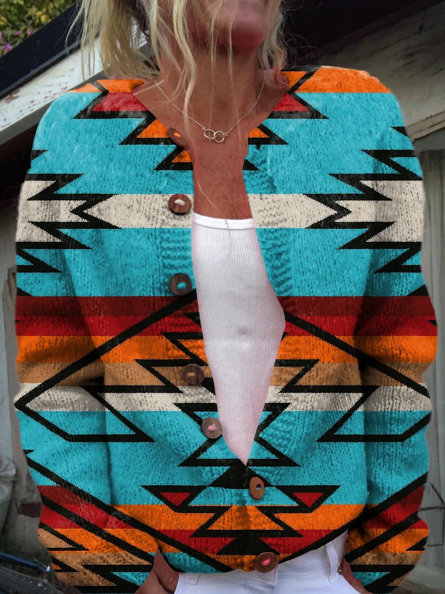 Women's Vintage Ethnic Aztec Print Knitted Skirt