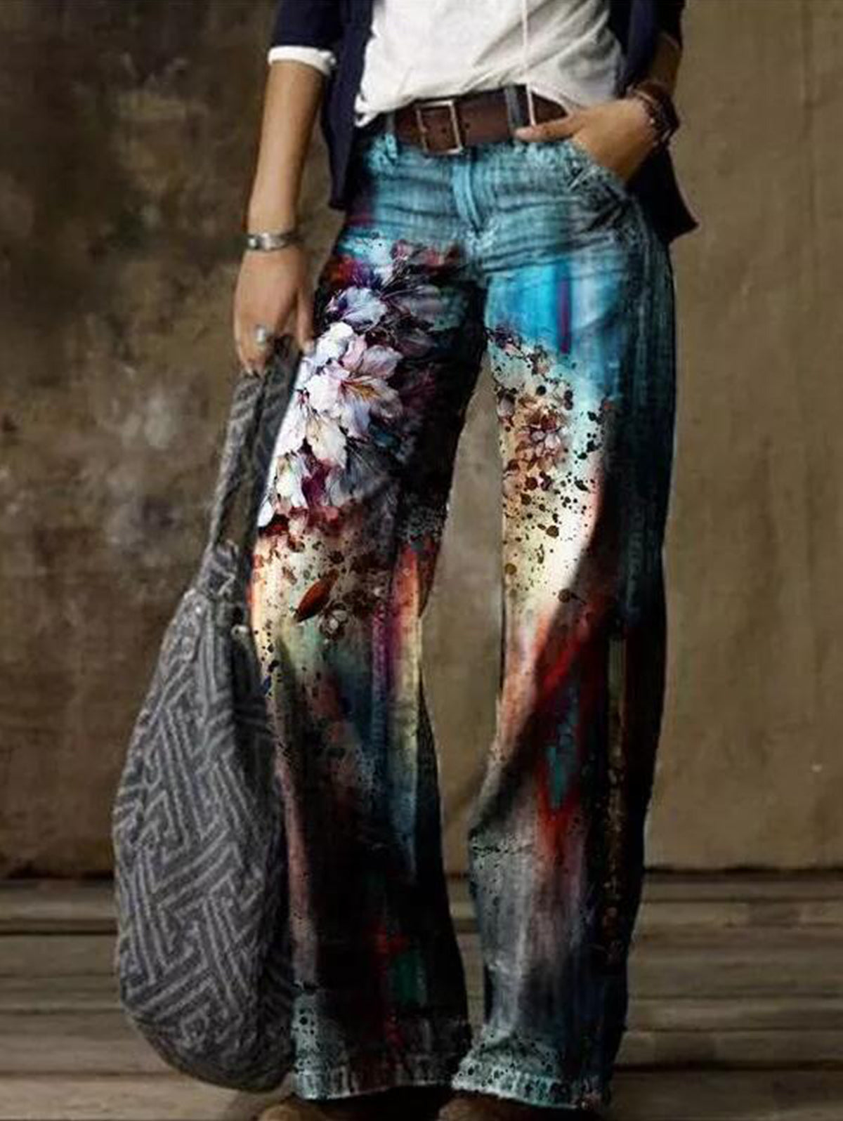 High Wasited Ombre Wide Leg Jeans