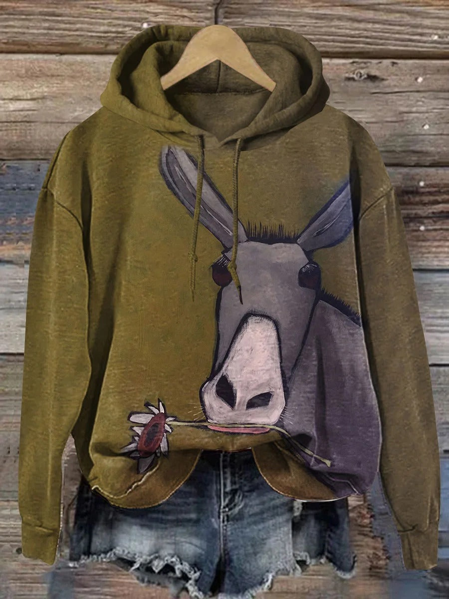Vintage Art Prints Casual Cotton Sweatshirt