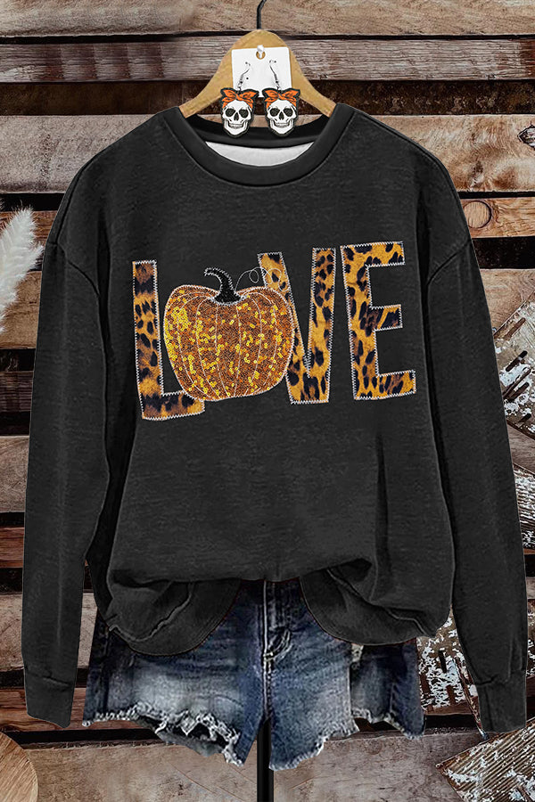 Leopard Print Pumpkin Sweatshirt