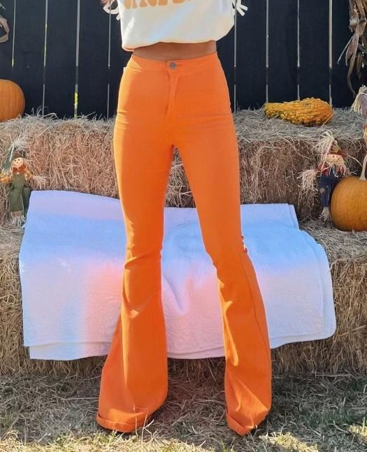 Halloween Orange Flared Jeans