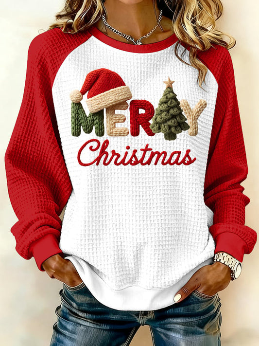 Women's Merry And Bright Print Raglan Sleeve Sweatshirt
