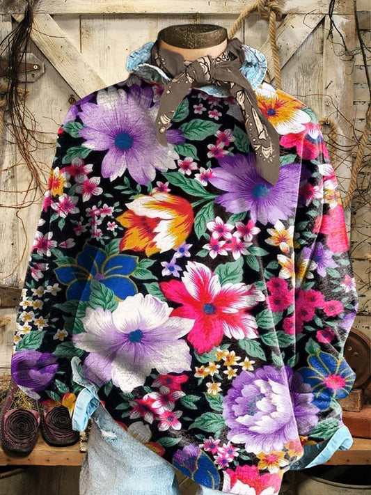 Retro Flower Casual Sweatshirt