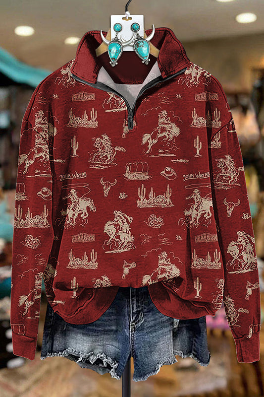 Western Ranch Casual Zipper Sweatshirt