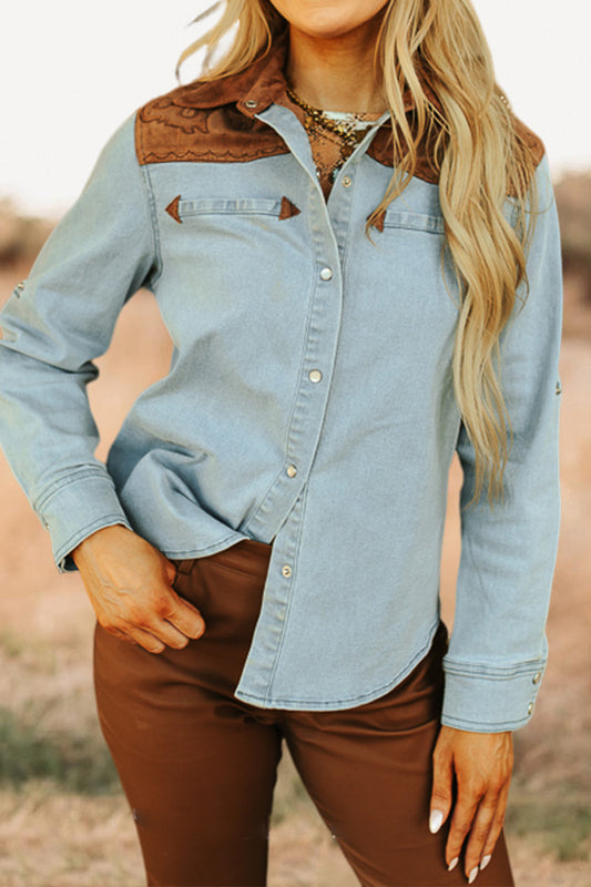 Vintage Denim Button Down Western Yoke Shirt