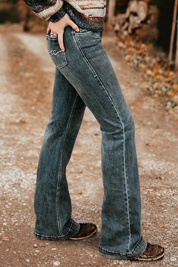 Vintage Washed Flared Jeans