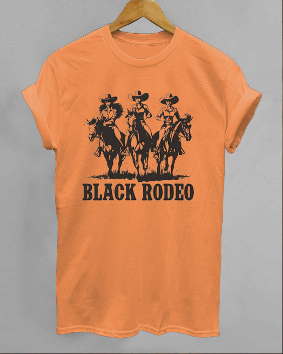 Black Rodeo Crew Neck Short Sleeve Cotton T-shirt
