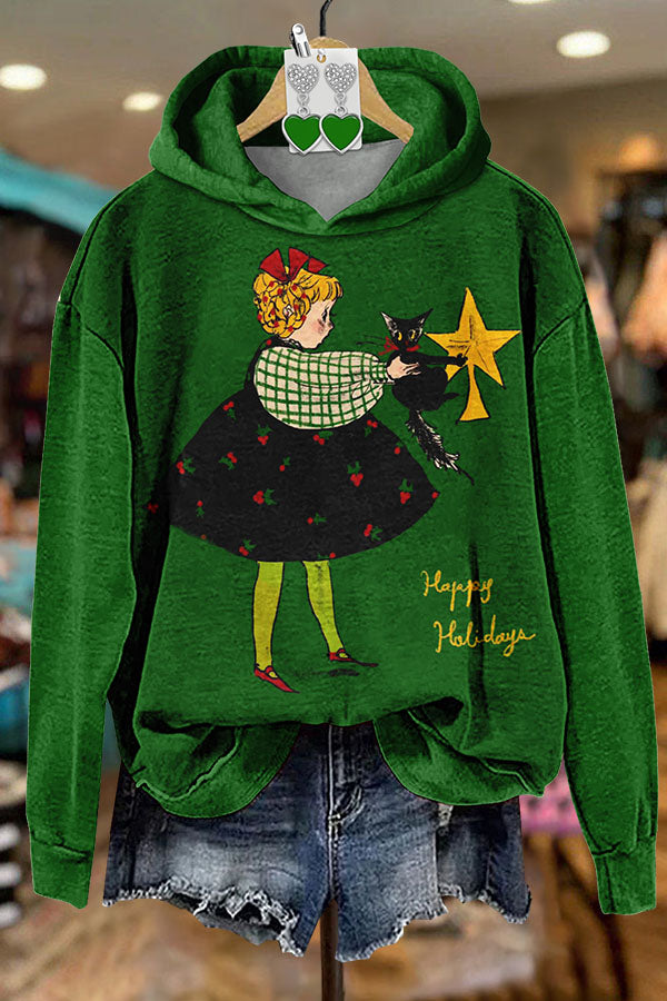 Christmas Girl Printed Hoodie