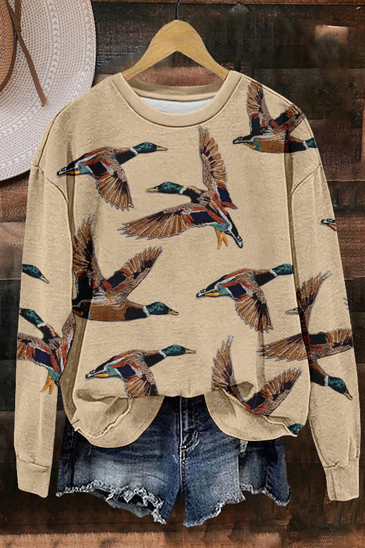 Chic Wild Ducks Print Sweatshirt