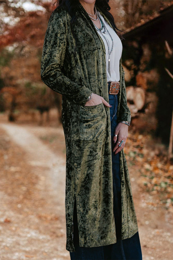 Gorgeous Long Sleeve Velvet Duster