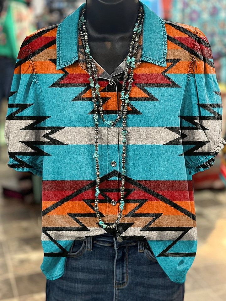 Women's Vintage Ethnic Aztec Print Knitted Skirt