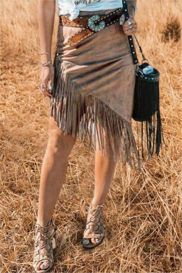 Fringed Irregular Skirt