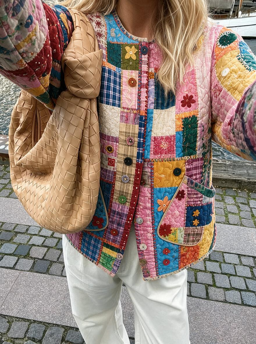 Colorful Patchwork Quilted Jacket