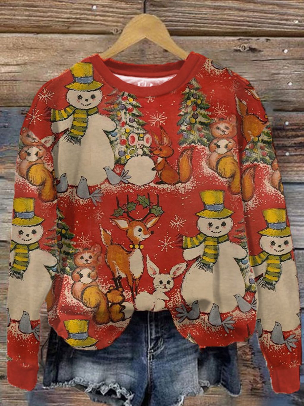 Women's Vintage Merry Christmas Printed Sweatshirt