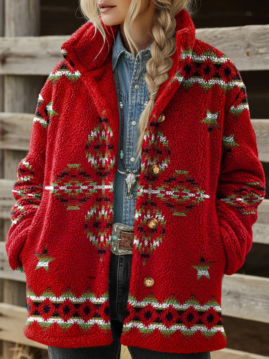 Women's Vintage Aztec Print Cotton Pocket Dress